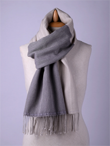 ILLANGO FASHION, HANDWOVEN SCARVES, merino wool scarf with silver threads